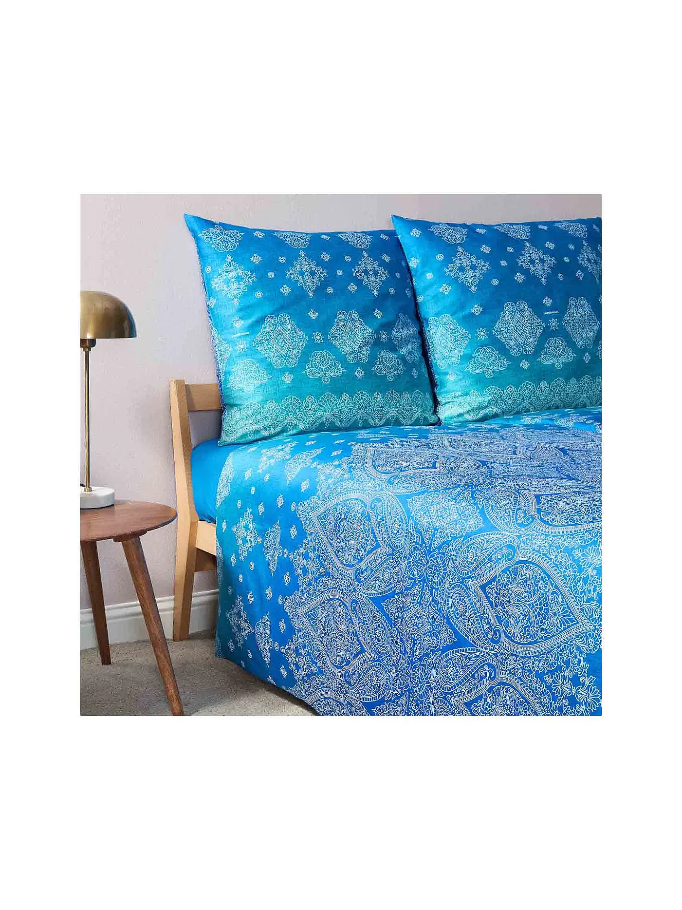 BASSETTI | Satin Bettwäsche KERALA 70x90cm/140x200cm Blau | blau
