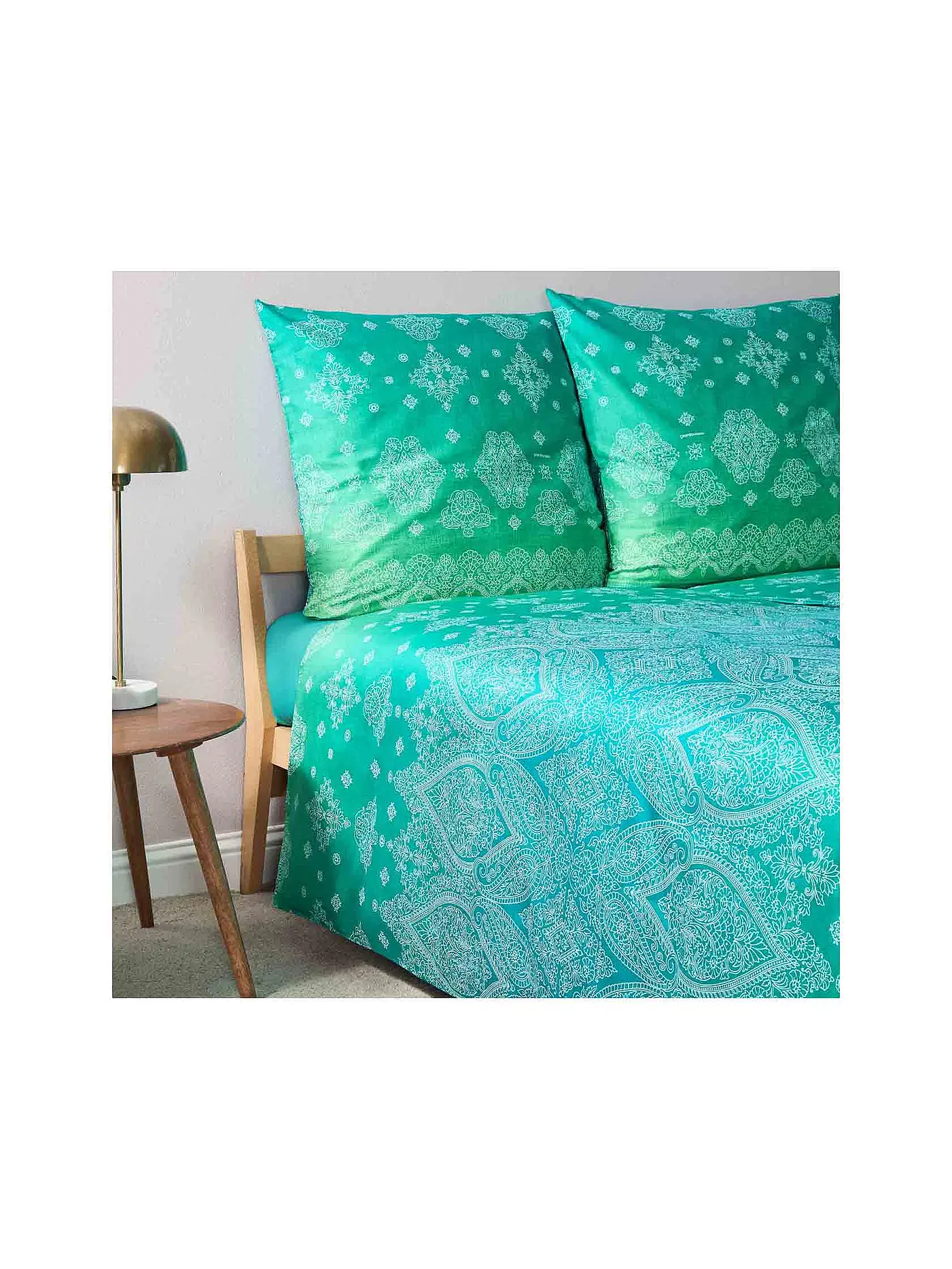 BASSETTI | Satin Bettwäsche KERALA 70x90cm/140x200cm Gruen | grün