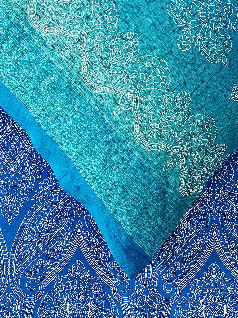 BASSETTI | Satin Bettwäsche KERALA 70x90cm/140x220cm Blau | grün