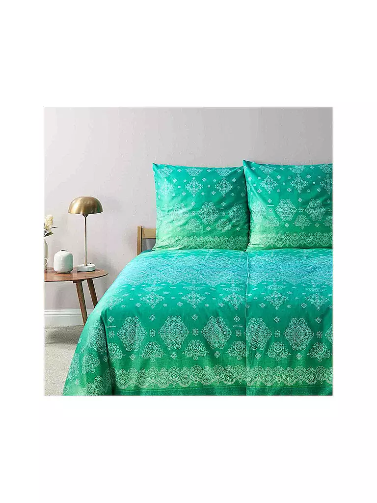BASSETTI | Satin Bettwäsche KERALA 70x90cm/140x220cm Gruen | grün