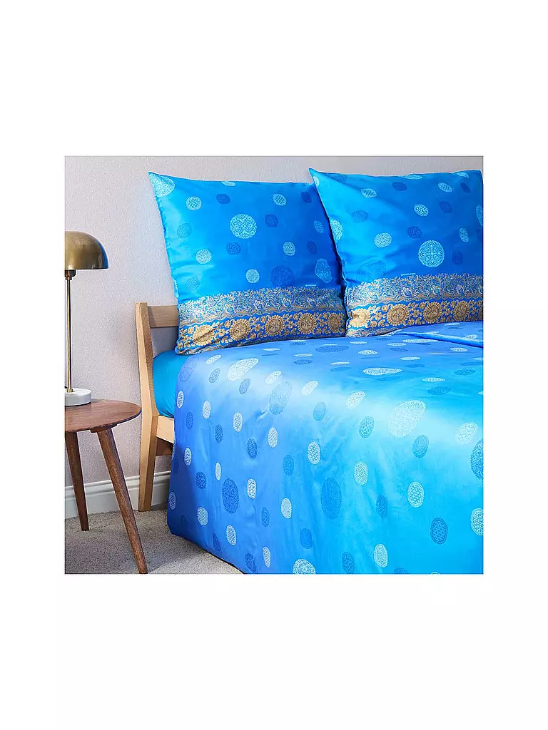 BASSETTI | Satin Bettwäsche NAIROBI 70x90cm/140x200cm Blau | grün