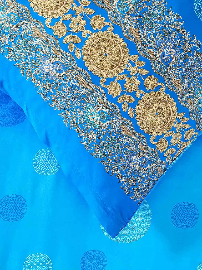BASSETTI | Satin Bettwäsche NAIROBI 70x90cm/140x200cm Blau | grün