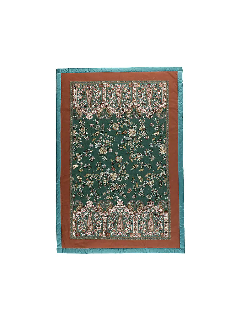 BASSETTI | Tagesdecke - Plaid 135x190cm INDIAN ROSES Gruen | dunkelgrün