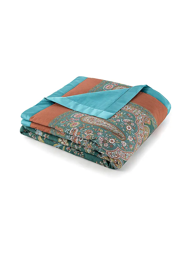 BASSETTI | Tagesdecke - Plaid 135x190cm INDIAN ROSES Gruen | 