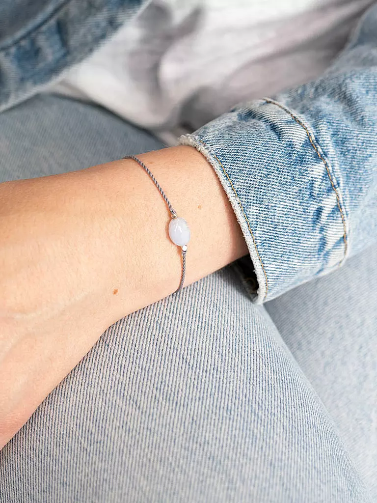 BEAUTIFUL STORY | Edelsteinkarte - Armband Blauer Spitzenachat | blau