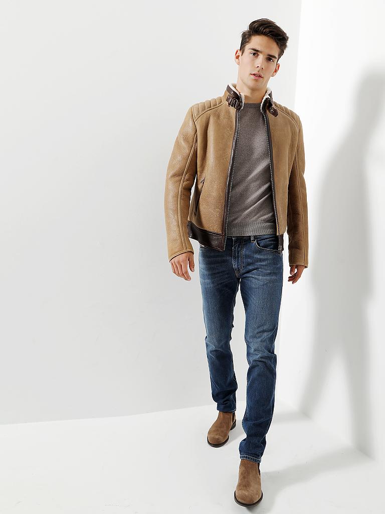 BELSTAFF | Lederjacke - Lammfelljacke "Vestlake" | beige