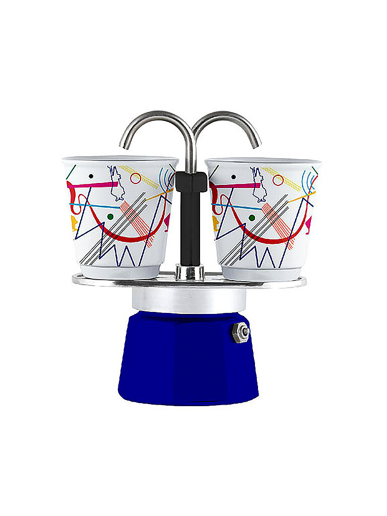 BIALETTI Espressokocher Mini Express 2 Tassen Blau Dekor blau