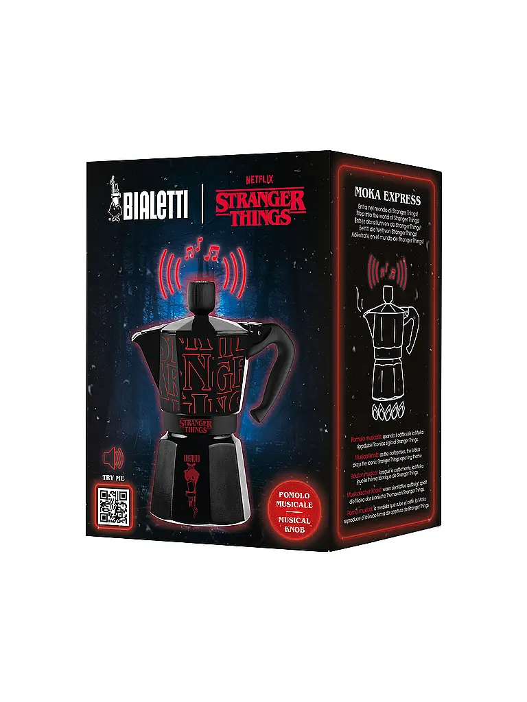 BIALETTI | Espressokocher 3 Tassen STRANGER THINGS | Schwarz