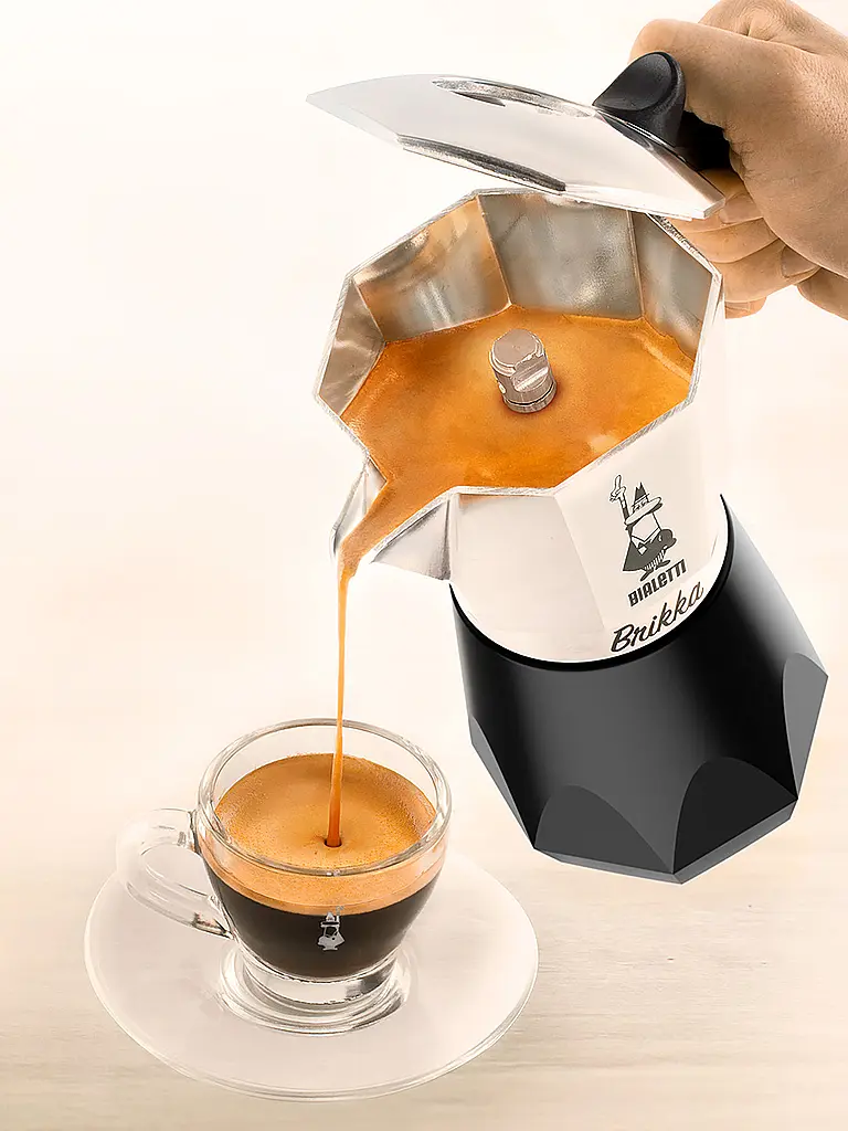 BIALETTI | Espressokocher BRIKKA 4 Tassen Alu / Schwarz | silber