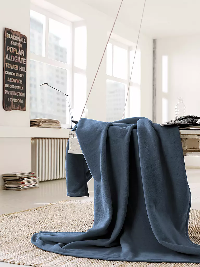 BIEDERLACK | Veloursdecke - Plaid Cotton Home 150x200cm Jeans | blau