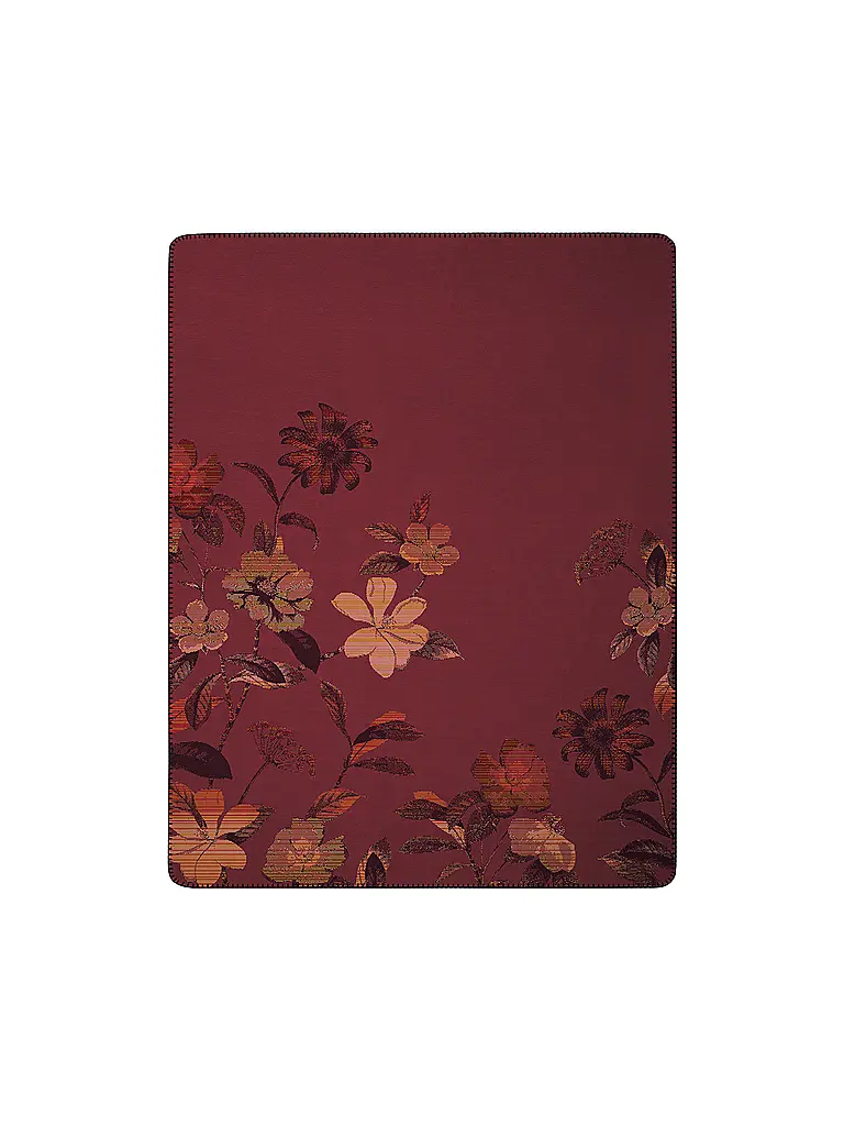 BIEDERLACK | Wohndecke - Plaid 150x200cm RUBY PASSION Velvet Bloom | dunkelrot