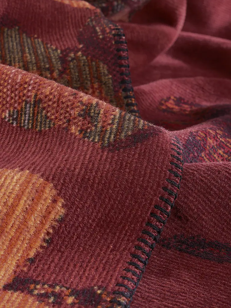 BIEDERLACK | Wohndecke - Plaid 150x200cm RUBY PASSION Velvet Bloom | dunkelrot