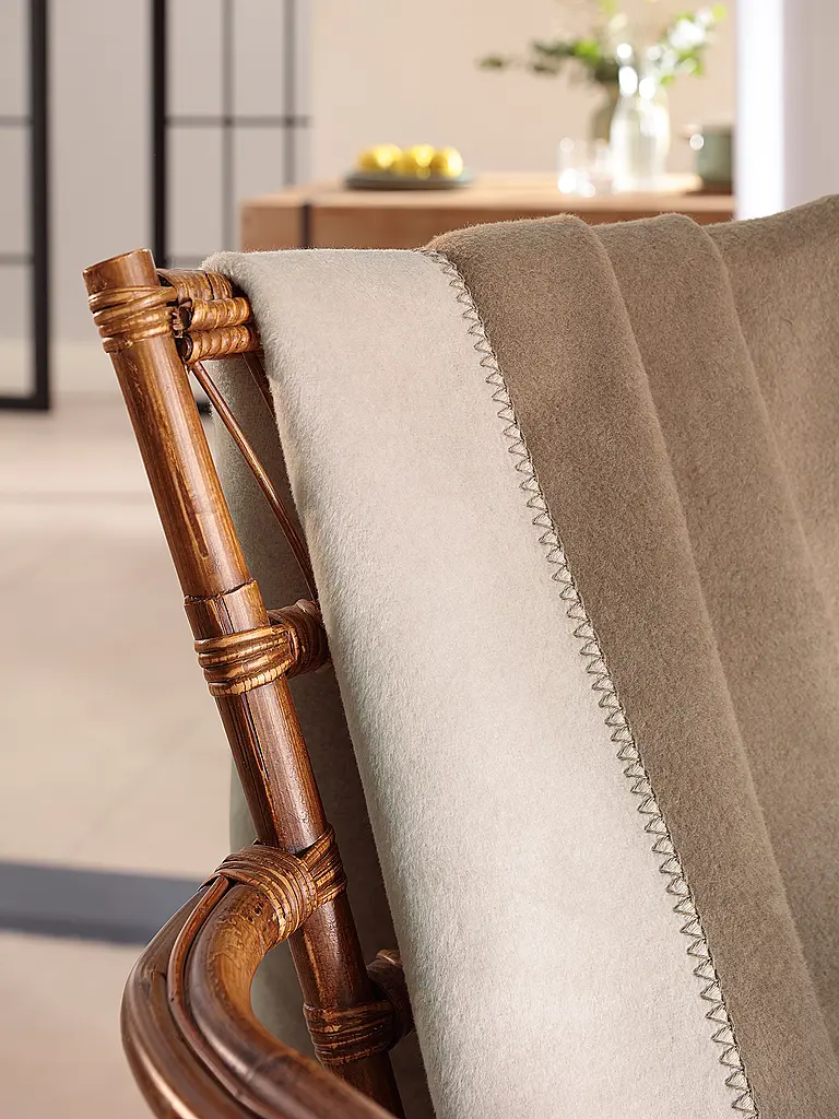 BIEDERLACK | Wohndecke - Plaid 150x200cm UNI DOUBLEFACE Palisade Feder | camel