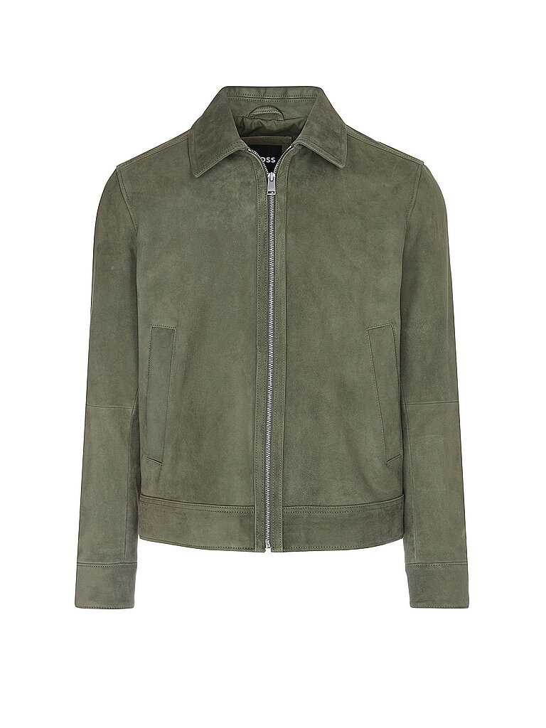 BOSS Lederjacke H-MALBANO dunkelgrün | 50