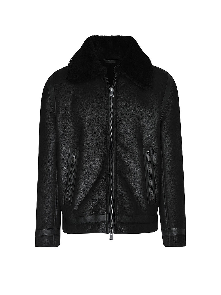 BOSS Lederjacke H-MORBIN schwarz | 54