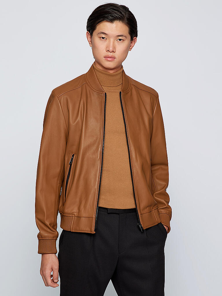 BOSS | Lederblouson MALBAN | braun
