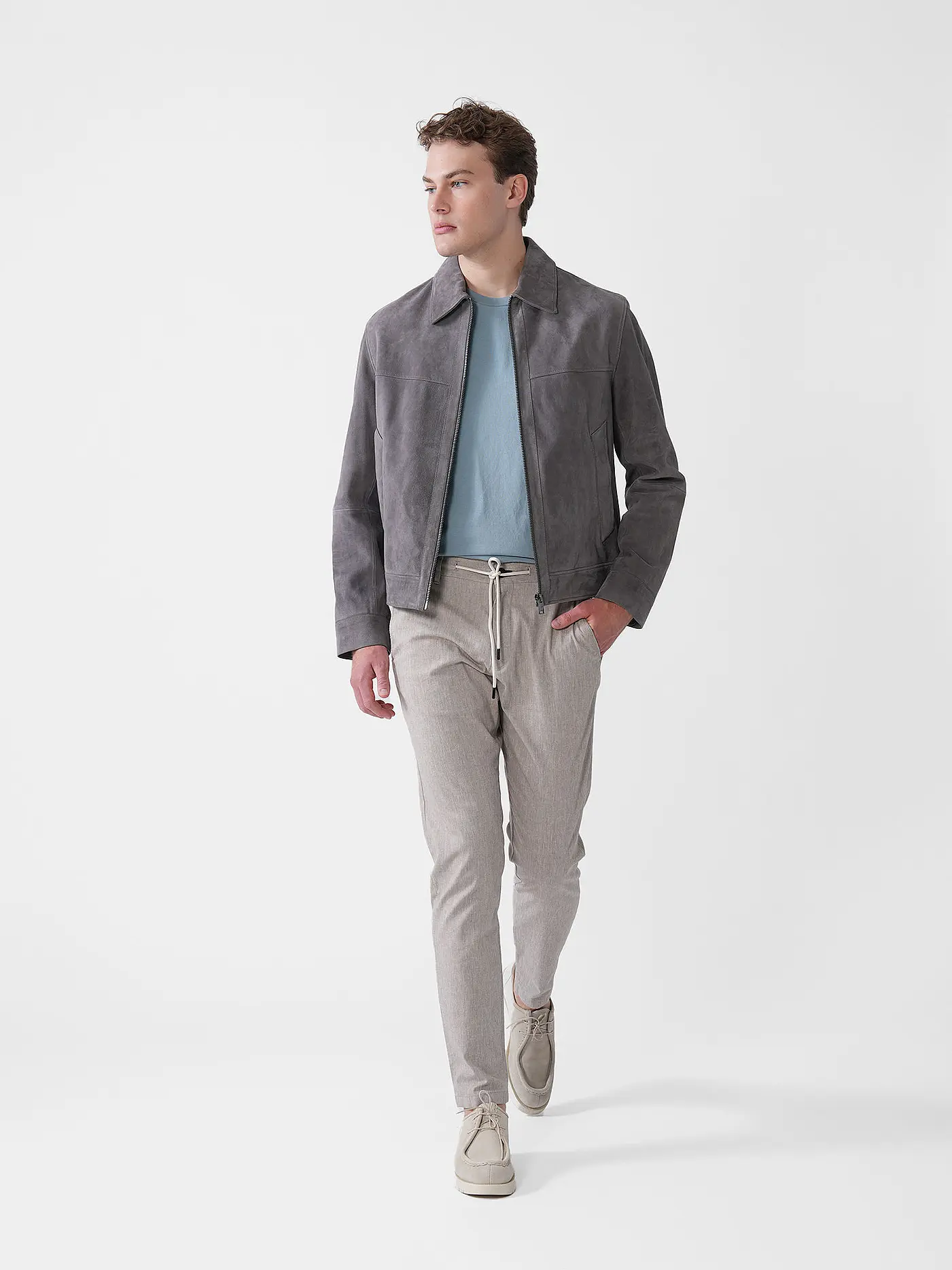 BOSS | Lederjacke H-MALBANO5  | grau