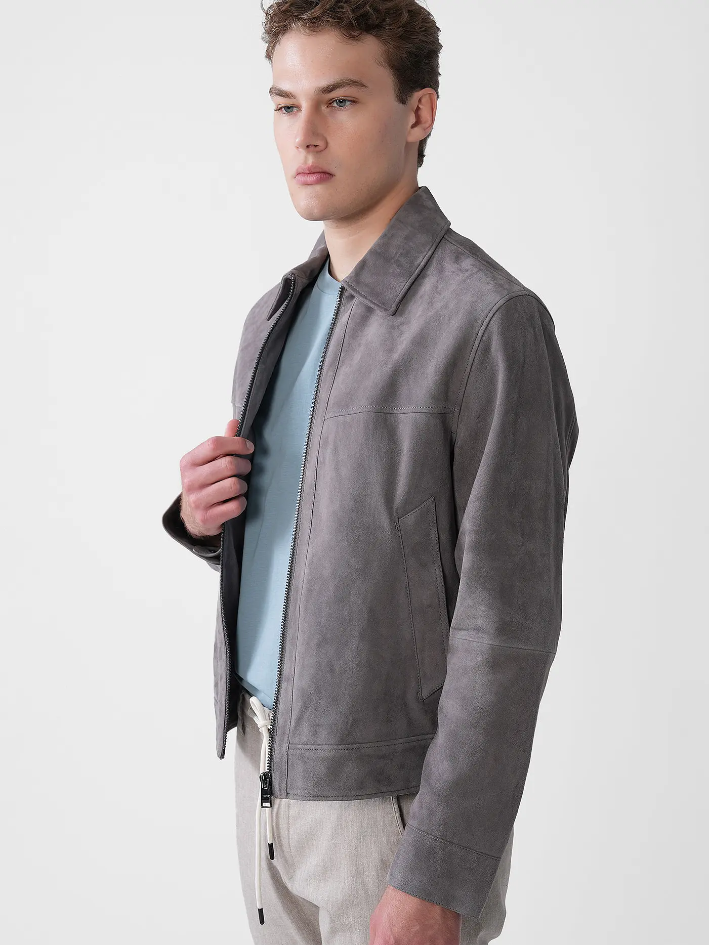 BOSS | Lederjacke H-MALBANO5  | grau
