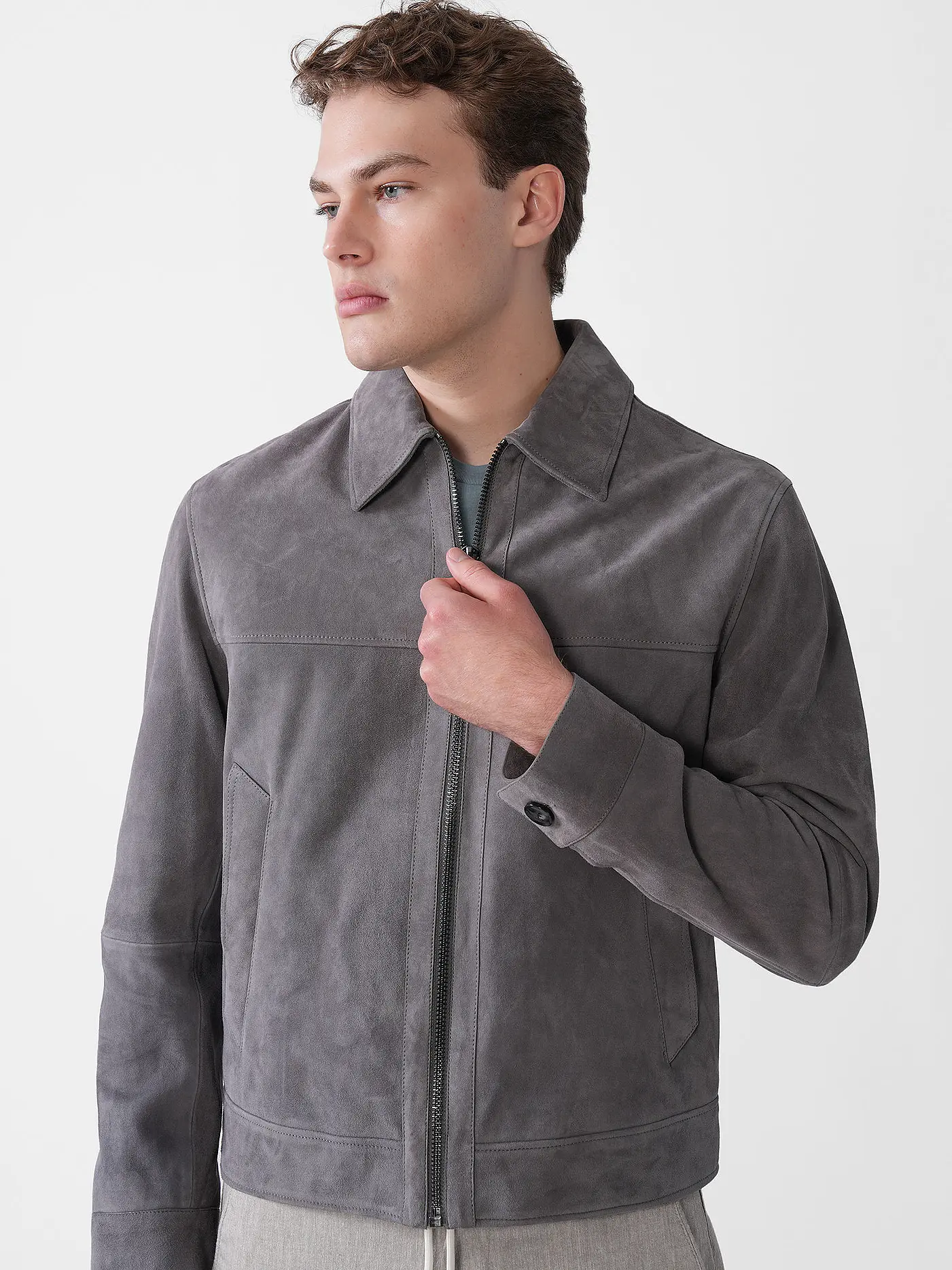 BOSS | Lederjacke H-MALBANO5  | grau