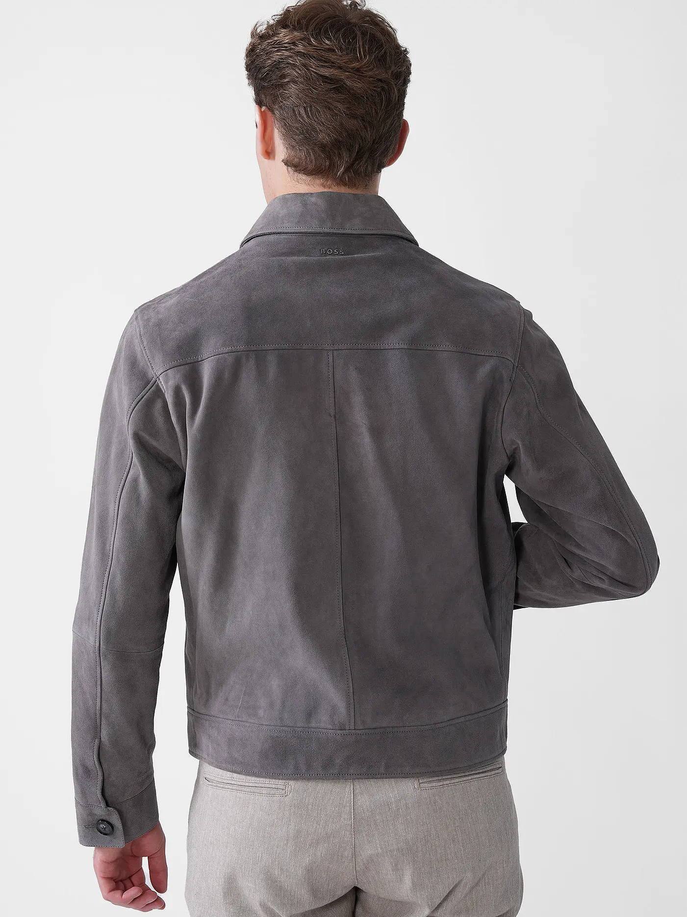 BOSS | Lederjacke H-MALBANO5  | grau