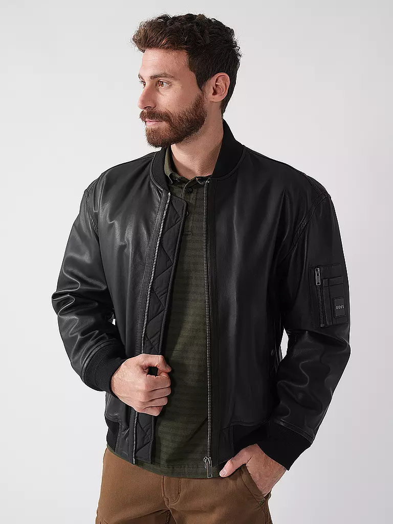 BOSS | Lederjacke JUGE | schwarz