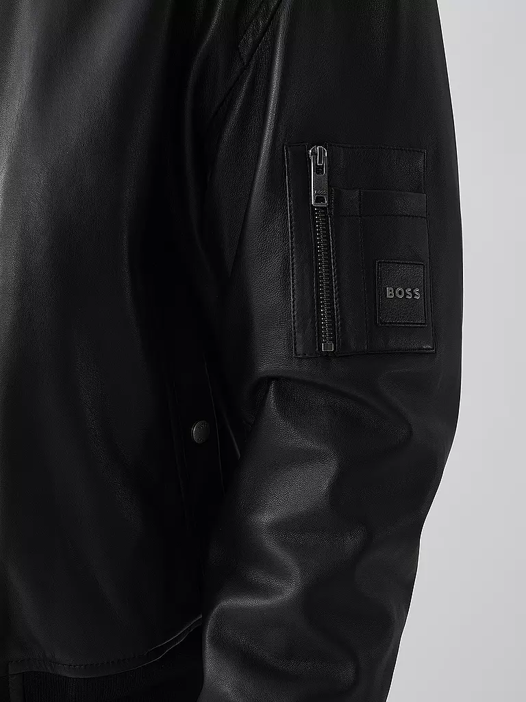 BOSS | Lederjacke JUGE | schwarz