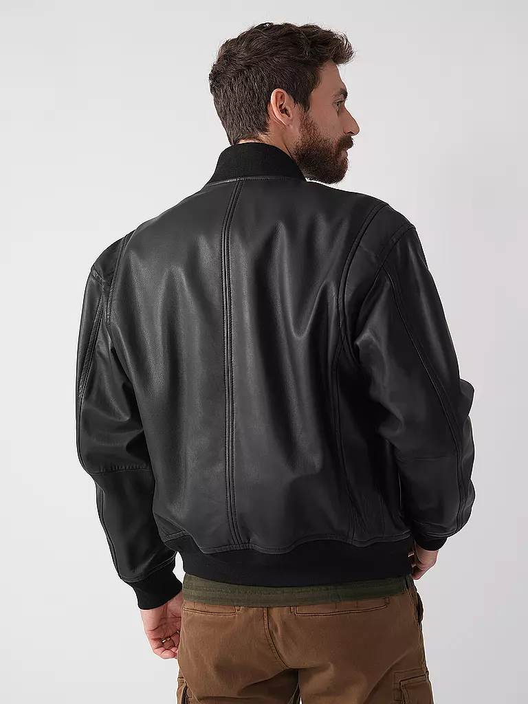 BOSS | Lederjacke JUGE | schwarz