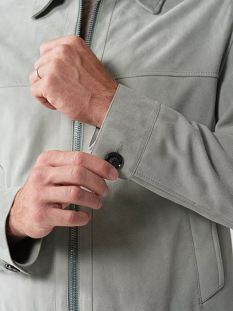 BOSS | Lederjacke MALBANO | hellgrün
