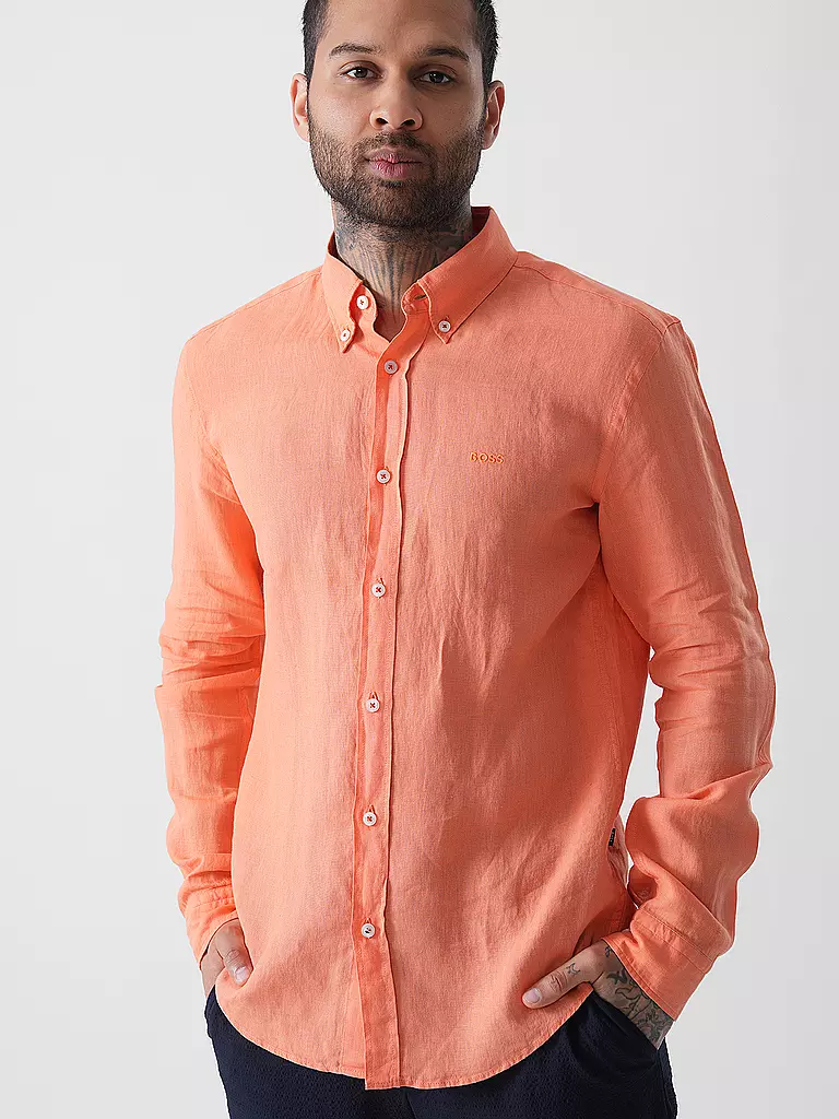 BOSS | Leinenhemd Slim Fit H-ROAN | dunkelblau