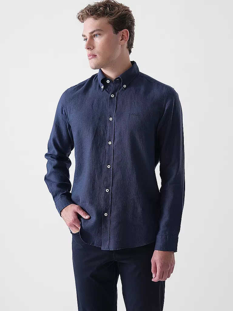 BOSS | Leinenhemd Slim Fit H-ROAN | hellblau