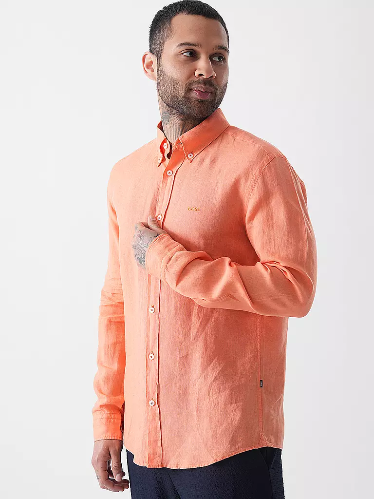 BOSS | Leinenhemd Slim Fit H-ROAN | dunkelblau