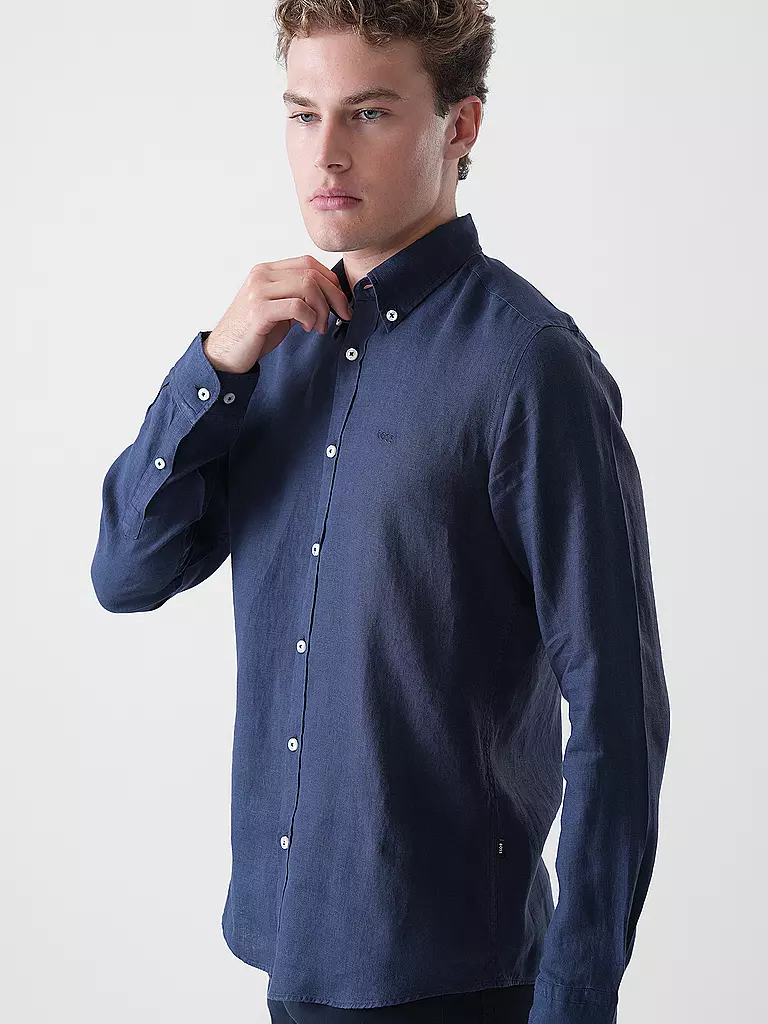 BOSS | Leinenhemd Slim Fit H-ROAN | hellblau