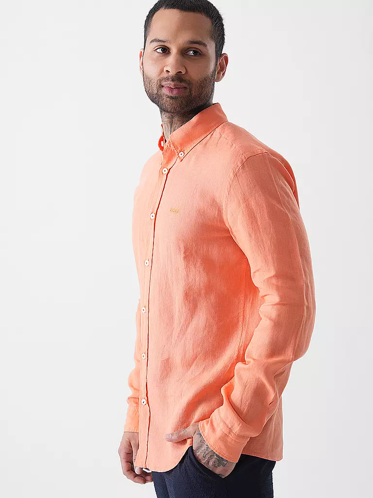BOSS | Leinenhemd Slim Fit H-ROAN | dunkelblau