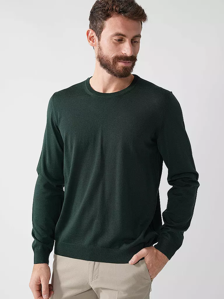 BOSS | Pullover Slim Fit LENO-P | dunkelgrün