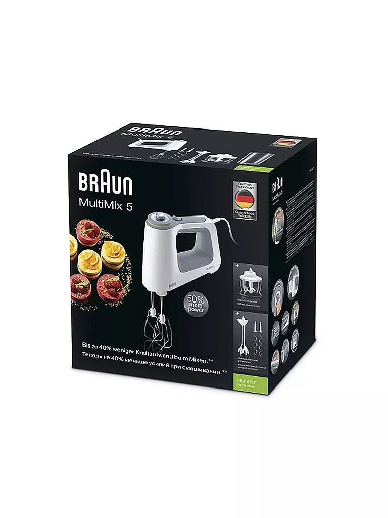 BRAUN | Handmixer MultiMix 5 HM5137 SmartMix 750W (Weiß) | 