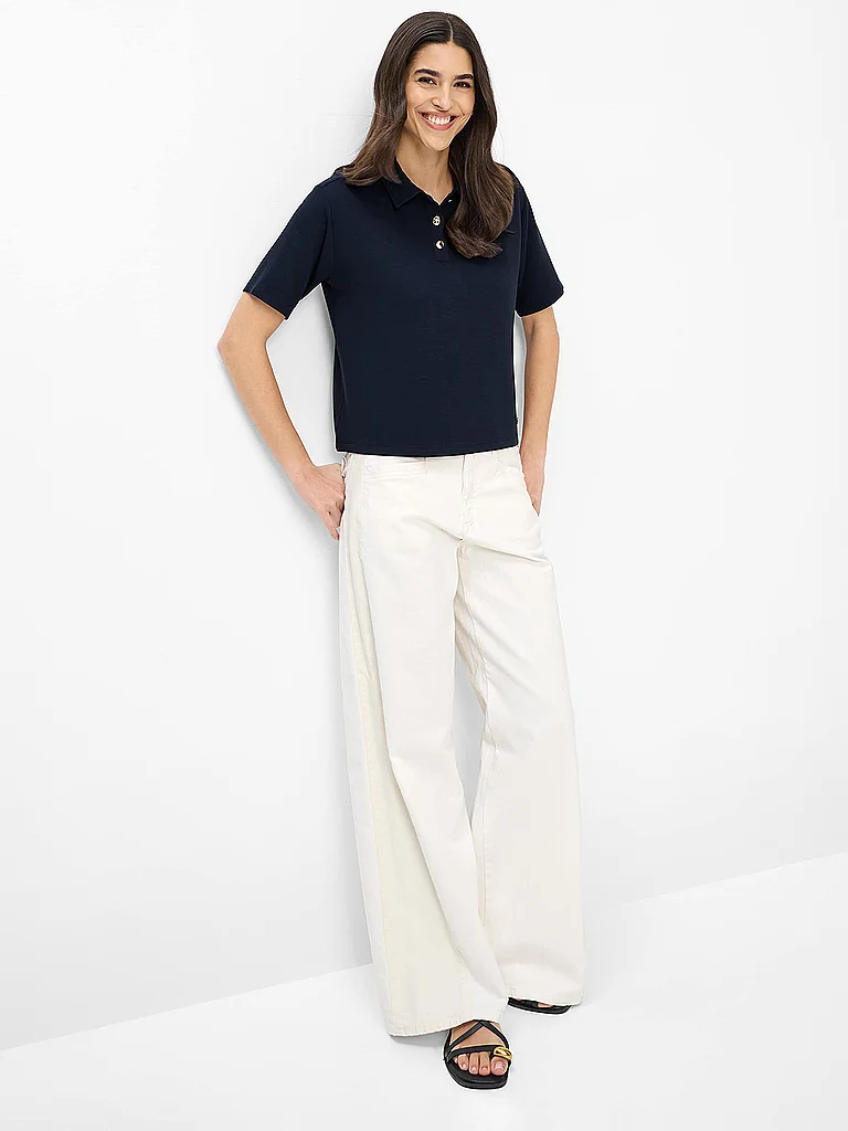 Poloshirt BRAX "Style CARA S", Damen, Gr. 42, navy, 67% Viskose, 26% Polyester, 7% Elasthan, Shirts 2