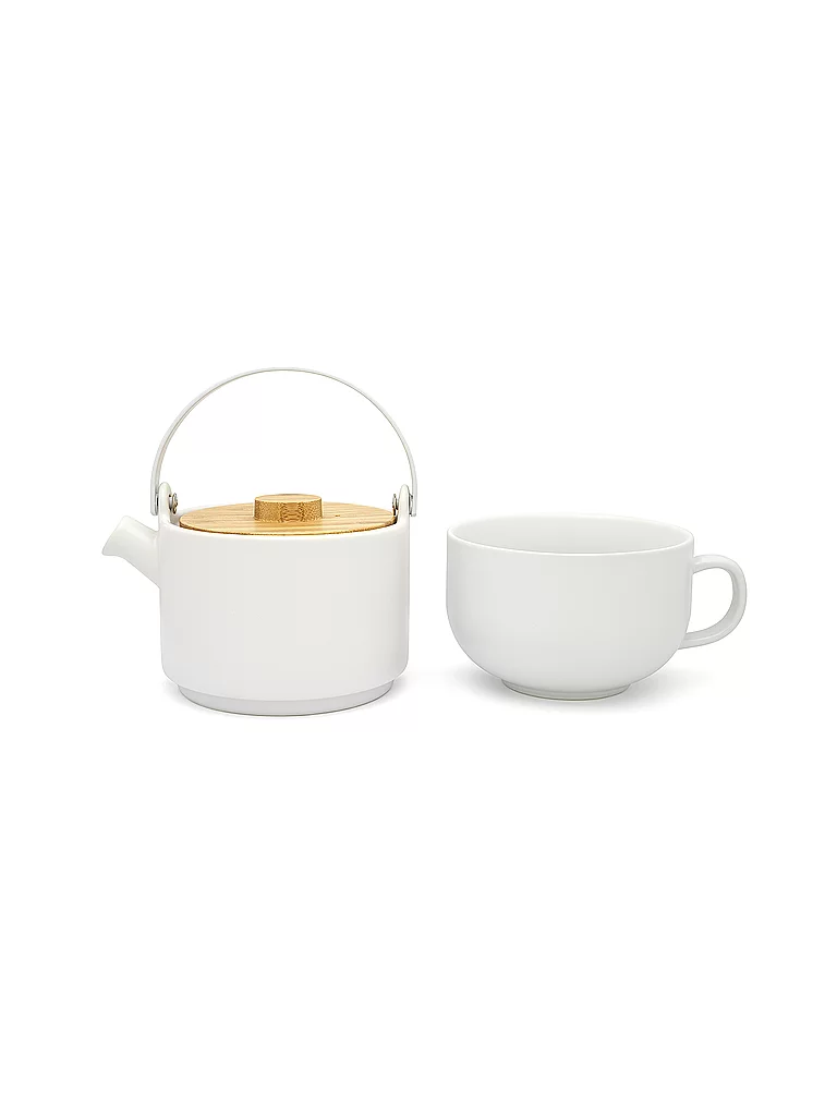 BREDEMEIJER Tea for one Umea mit Bambusdeckel 0,5l Weiss weiss baby 2