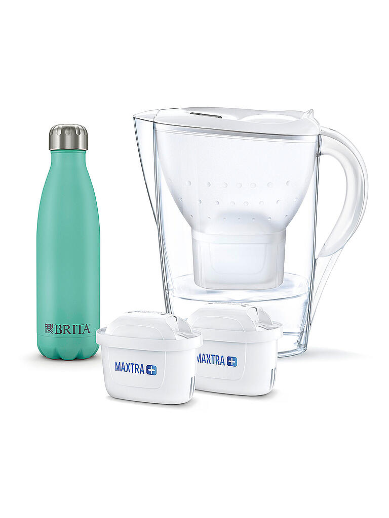 BRITA | Tischwasserfilter Marella mit Isoflasche und 2x Maxtra Plus Filterkartusche | weiß