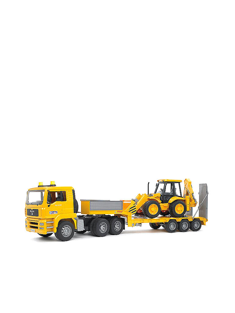 BRUDER | MAN TGA Tieflader mit JCB 4CX Baggerlader 02776 | keine Farbe