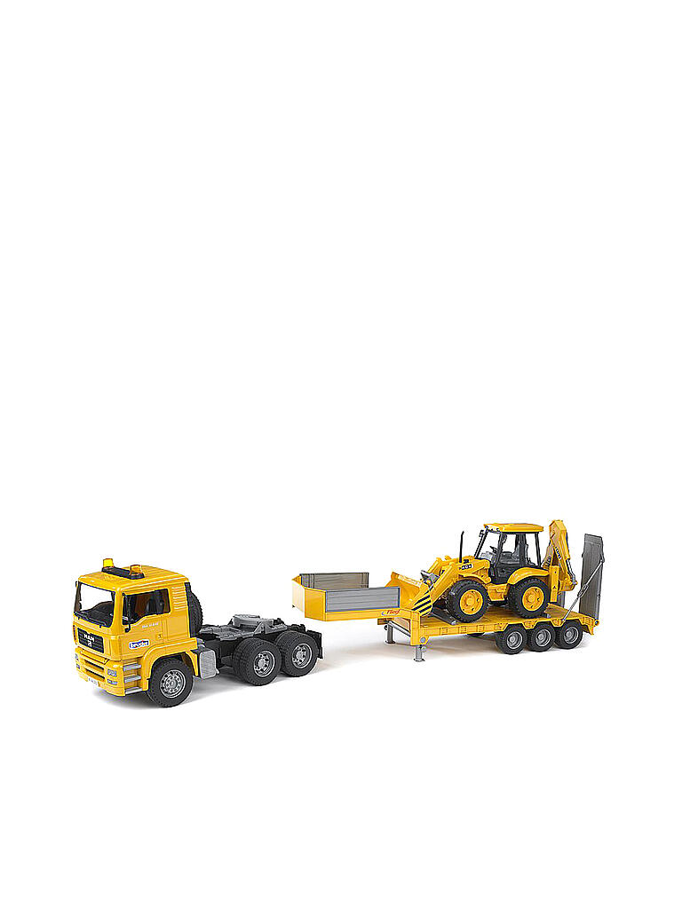 BRUDER | MAN TGA Tieflader mit JCB 4CX Baggerlader 02776 | keine Farbe