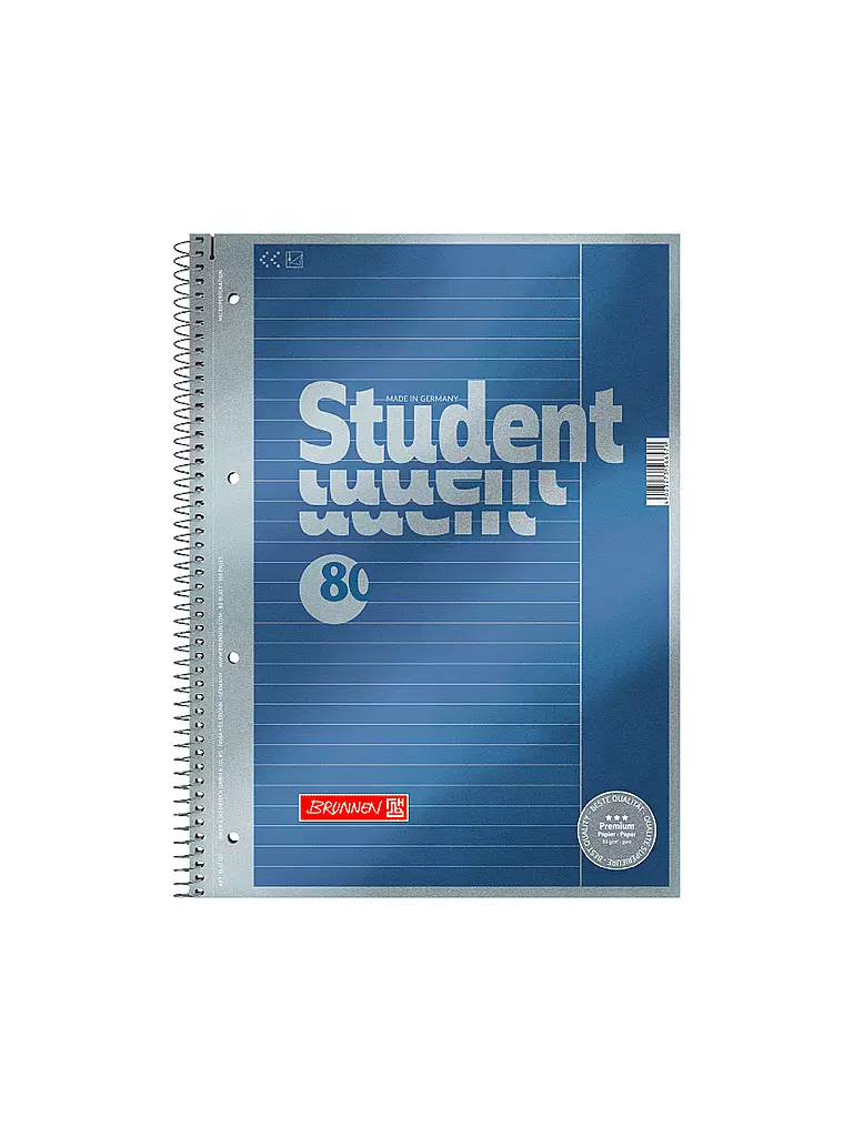 BRUNNEN VERLAG | Brunnen Collegeblock Premium A4 Lieniert Spiralbindung 80 Blatt | keine Farbe