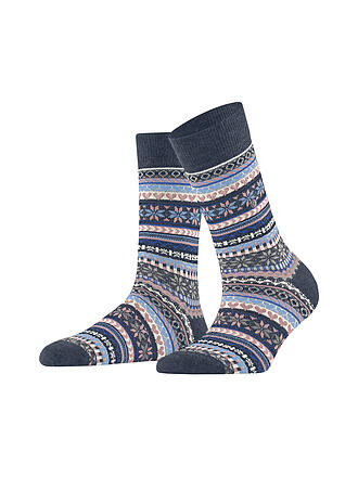 BURLINGTON | Damen Socken FAIR ISLE DELIGHT 36-41 dark blue mel.