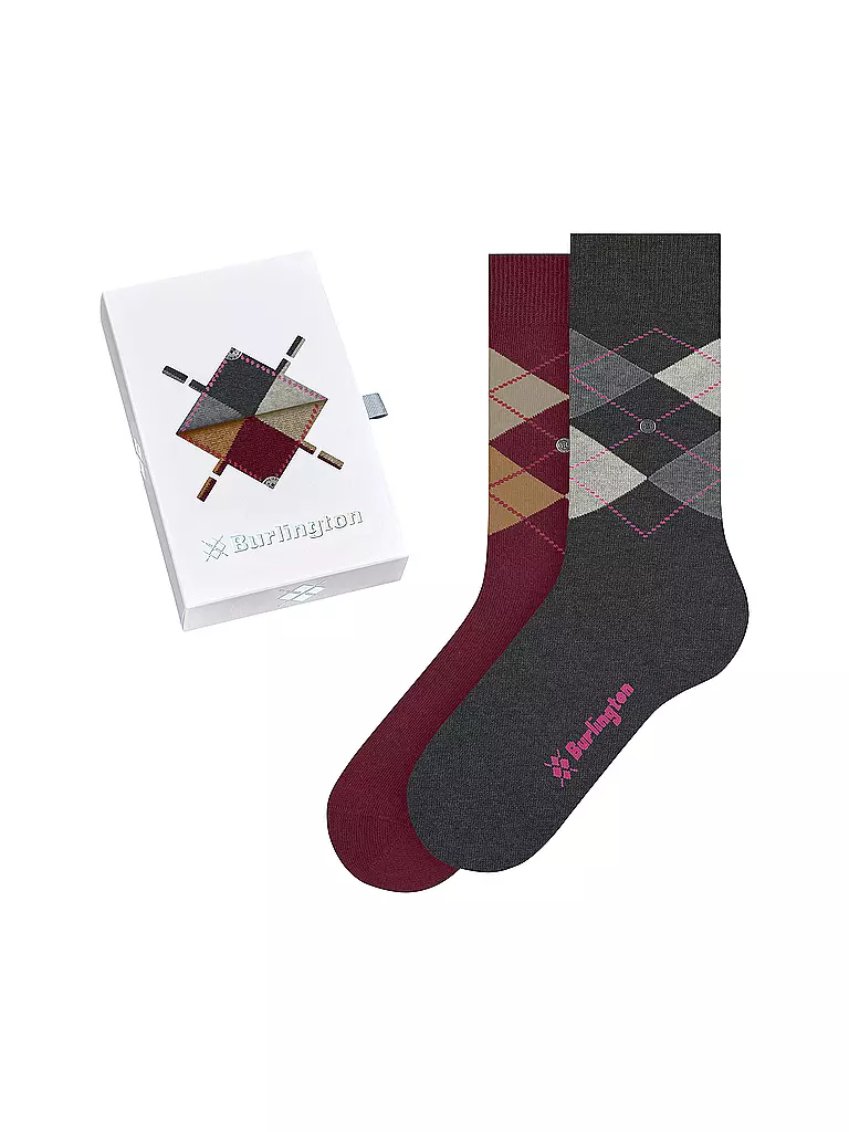 BURLINGTON | Geschenkbox Socken 2er Set 36-41 sortiment | dunkelrot