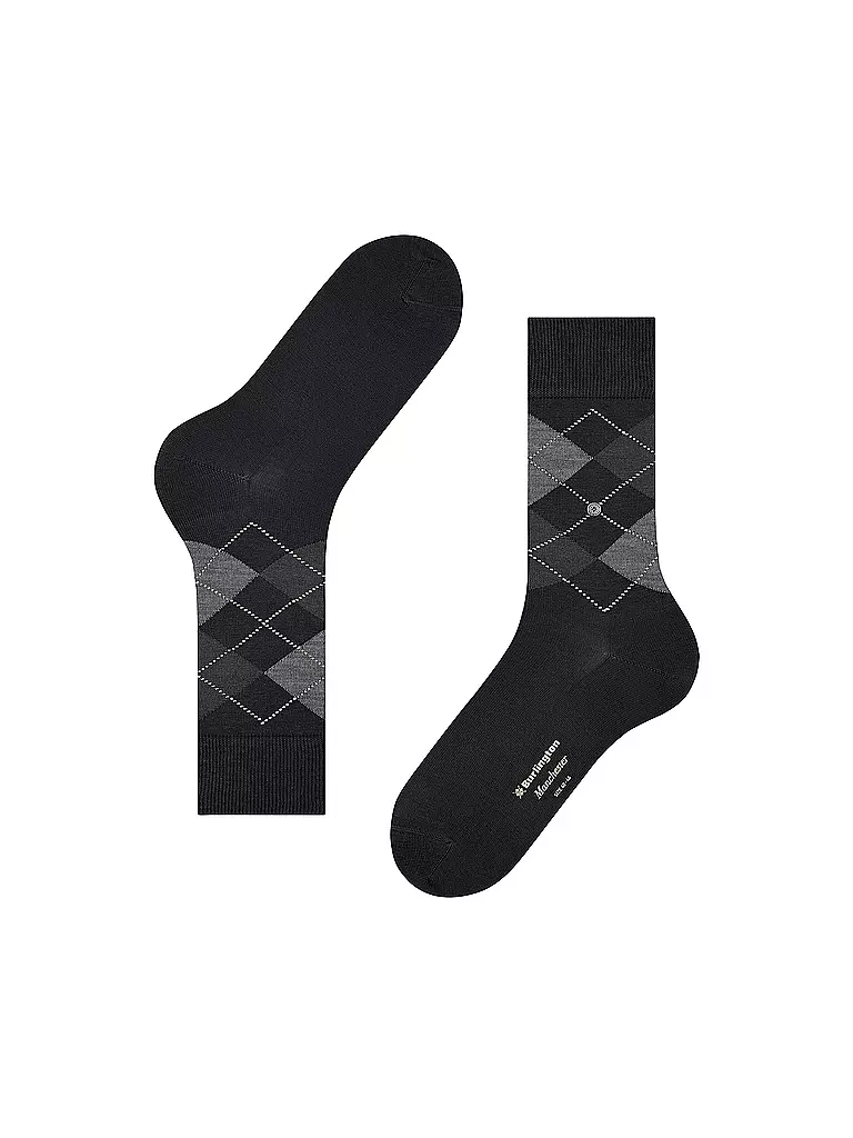 BURLINGTON | Herren Socken 40-46 MANCHESTER black | hellgrau