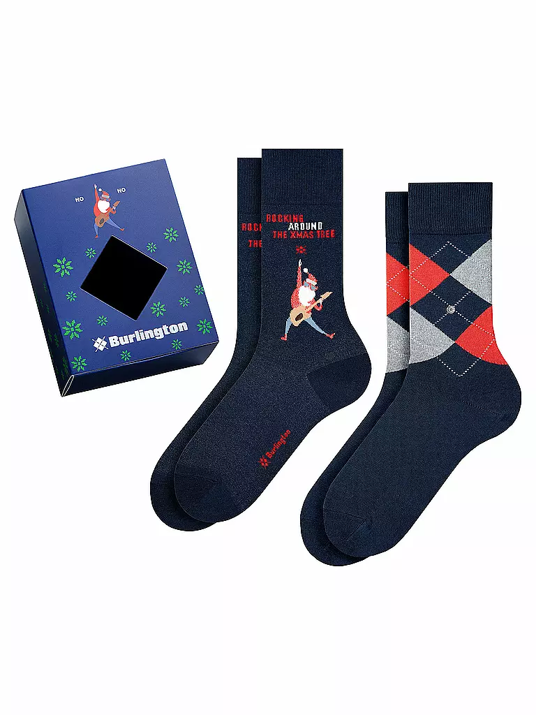 BURLINGTON | Herren Socken Geschenkbox X-Mas 2er Pkg 40-46 | blau