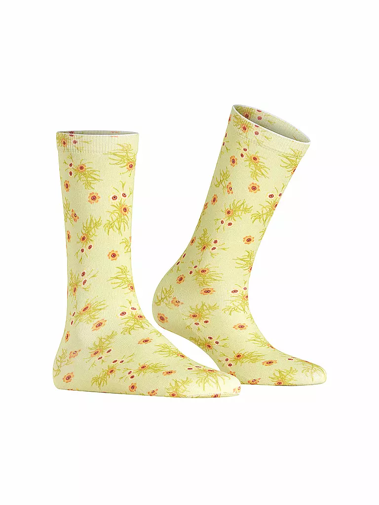 BURLINGTON | Socken FLORAL ROMANCE 36-41 lemon | hellblau