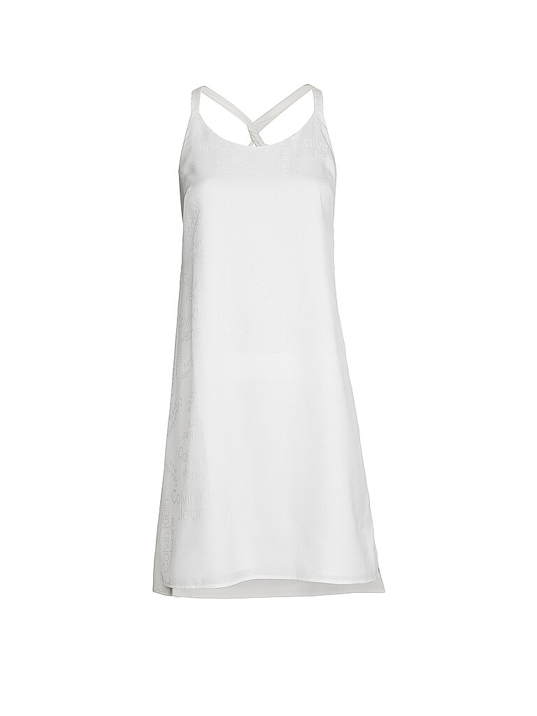 Artikel klicken und genauer betrachten! - Damen Trägerkleid aus leichtem Gewebe Spaghettiträger Am Rücken gekreuzt Gerade geschnitten Unifarben Farbbezeichnung: Weiss Material: 100% Polyester | im Online Shop kaufen