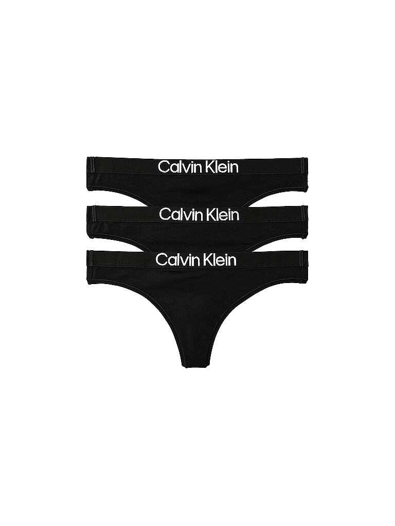 String 3er Pack black schwarz L damen