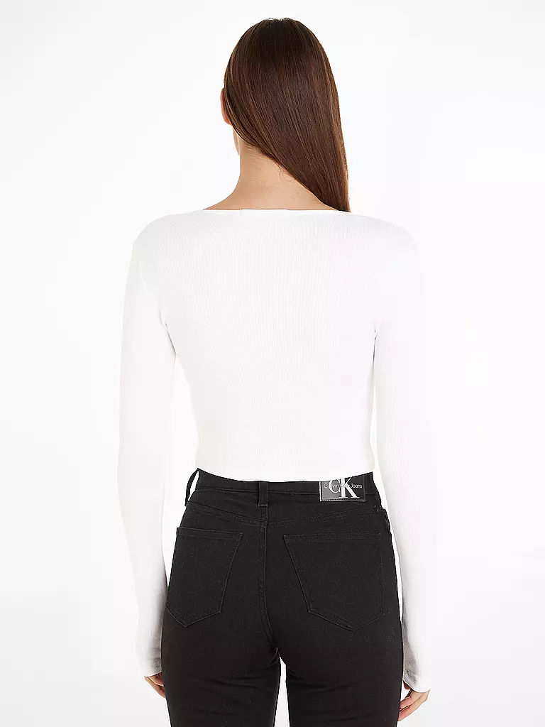 CALVIN KLEIN JEANS | Langarmshirt Cropped Fit | weiss
