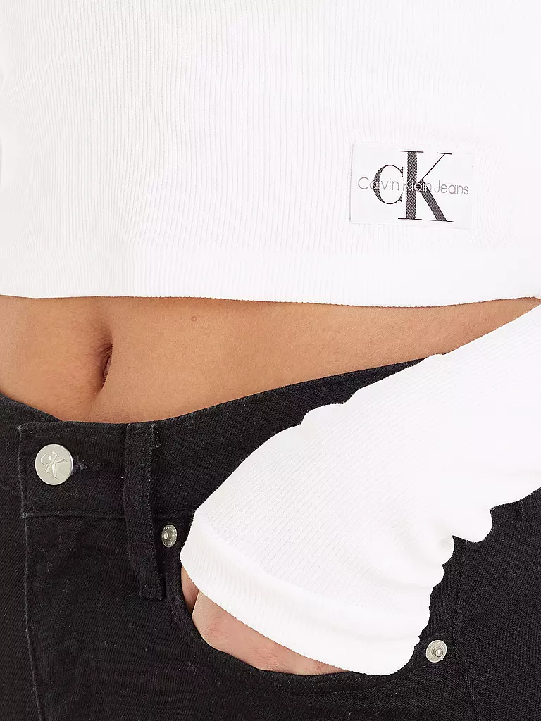 CALVIN KLEIN JEANS | Langarmshirt Cropped Fit | weiss